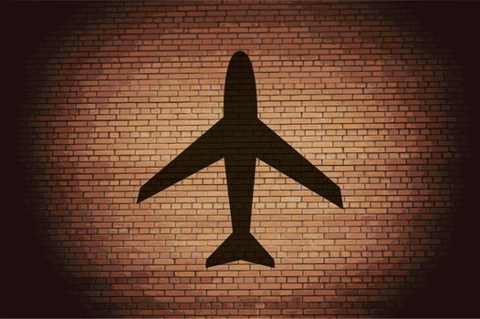 Plane icon flat design with abstract background.