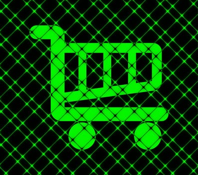 Shopping basket icon Flat with abstract background.