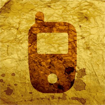 Mobile phone icon flat design with abstract background.