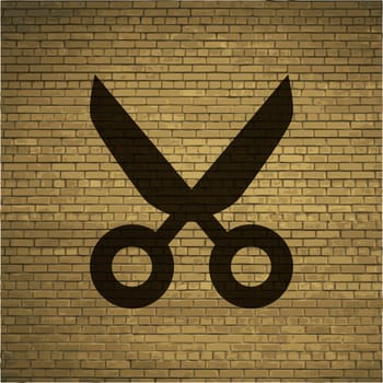 Scissors icon Flat with abstract background.