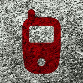 Mobile phone icon flat design with abstract background.