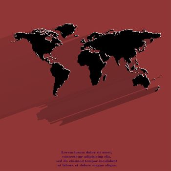 World map web icon, flat design.  illustration. 