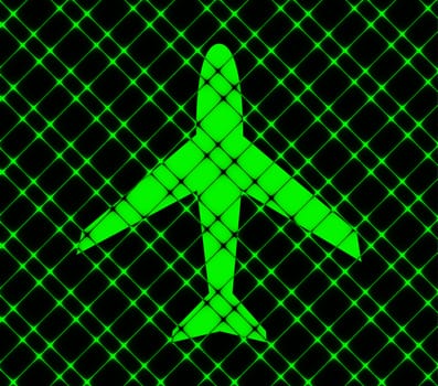 Plane icon flat design with abstract background.