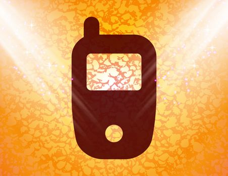 Mobile phone icon flat design with abstract background.