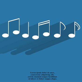 Music elements notes web icon, flat design.  illustration. 