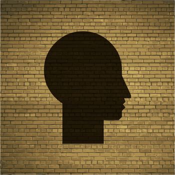 Man silhouette profile picture. Flat modern web button and space for your text. .
