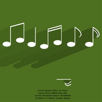 Music elements notes web icon, flat design.  illustration. 