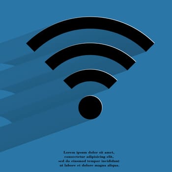 WI-FI. Flat modern web button with long shadow and space for your text. . 