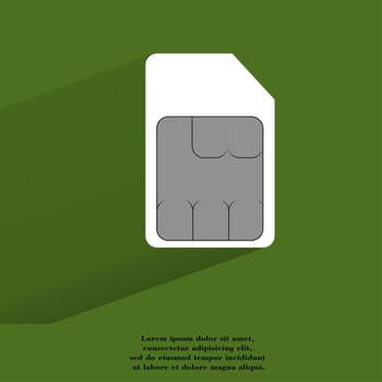 SIM card. Flat modern web button with long shadow and space for your text. . 