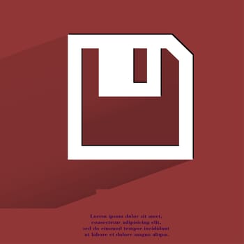 floppy disk. Flat modern web button with long shadow and space for your text. . 