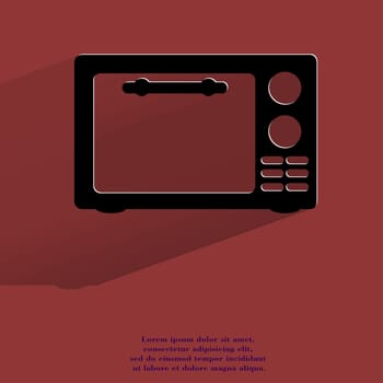 microwave. kitchen equipment Flat modern web button with long shadow and space for your text. . 