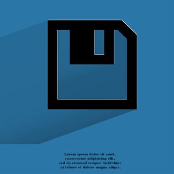 floppy disk. Flat modern web button with long shadow and space for your text. . 