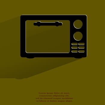 microwave. kitchen equipment Flat modern web button with long shadow and space for your text. . 