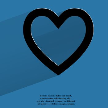 Heart. Flat modern web button with long shadow and space for your text. . 