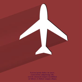 Plane . Flat modern web button with long shadow and space for your text. . 