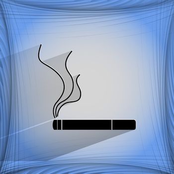 Smoking sign. cigarette. Flat modern web buttonon a flat geometric abstract background  . 