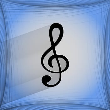 Music elements notes web icon  on a flat geometric abstract background  