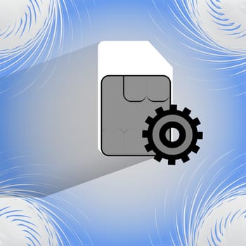 SIM card. Flat modern web button   on a flat geometric abstract background  . 