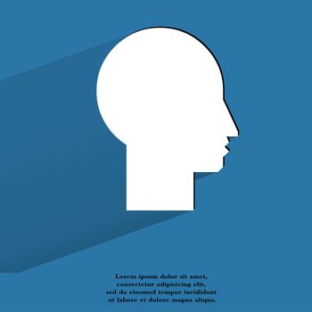 Man silhouette profile picture. Flat modern web button with long shadow and space for your text. . 