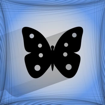 butterfly. Flat modern web button  on a flat geometric abstract background  . 