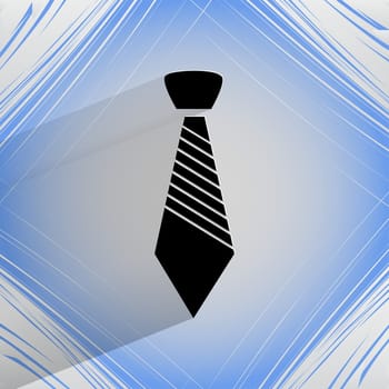 Hipster tie. Flat modern web button  on a flat geometric abstract background  . 