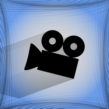 Video-camera. Flat modern web button  on a flat geometric abstract background  . 