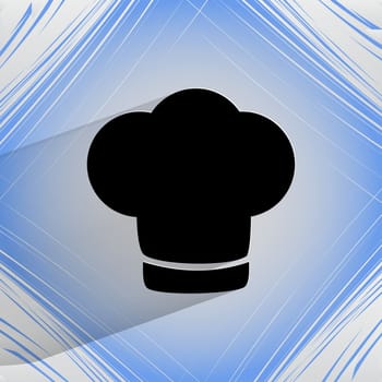 Chef cap. Cooking. Flat modern web button  on a flat geometric abstract background  . 