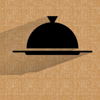 Restaurant cloche. Flat modern web button on a flat geometric abstract background  . 