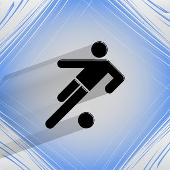 football player. Flat modern web button   on a flat geometric abstract background  . 