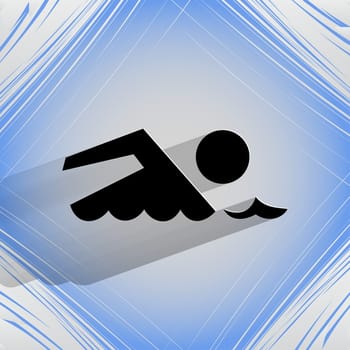 SWIMMER, pool Flat modern web design on a flat geometric abstract background. . 