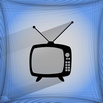 Retro tv. Flat modern web button   on a flat geometric abstract background  . 