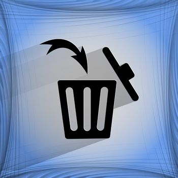 Trash bin. Flat modern web button  on a flat geometric abstract background  . 