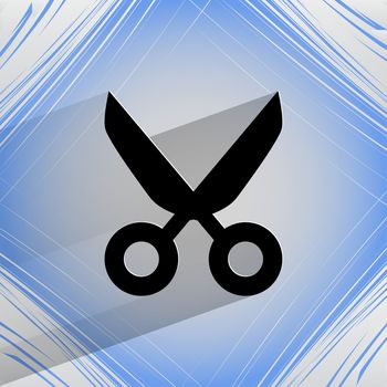 Scissors. Flat modern web design on a flat geometric abstract background . 