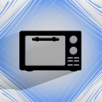microwave. kitchen equipment Flat modern web button  on a flat geometric abstract background. . 