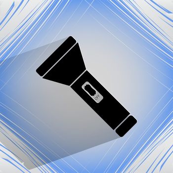 Flashlight . Flat modern web button  on a flat geometric abstract background . . 