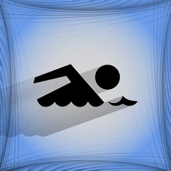 SWIMMER, pool Flat modern web design on a flat geometric abstract background. . 