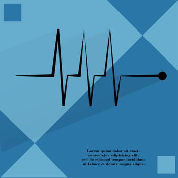 heart rhythm. Flat modern web button  on a flat geometric abstract background  . 