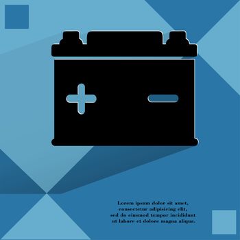 Car battery. Flat modern web button on a flat geometric abstract background. . 
