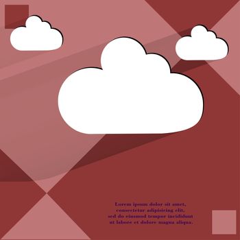 Cloud download application web icon on a flat geometric abstract background.  illustration. 