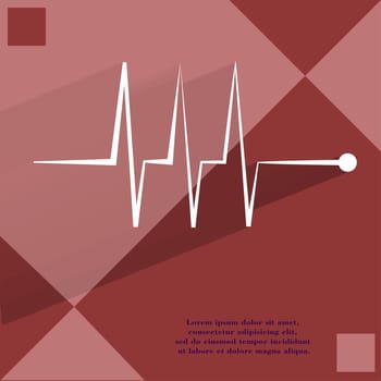 heart rhythm. Flat modern web button  on a flat geometric abstract background  . 
