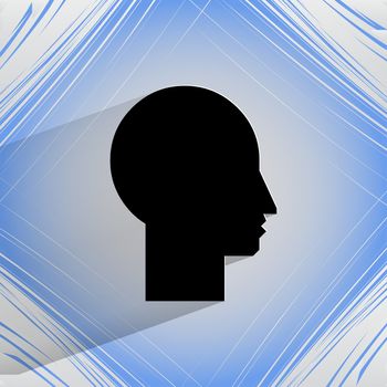 Man silhouette profile picture. Flat modern web design on a flat geometric abstract background . 