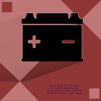 Car battery. Flat modern web button on a flat geometric abstract background. . 