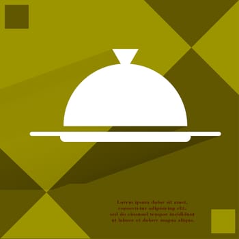 Restaurant cloche. Flat modern web button on a flat geometric abstract background  . 