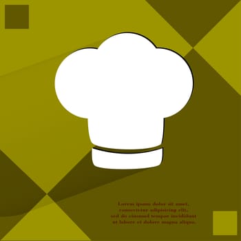 Chef cap. Cooking. Flat modern web button  on a flat geometric abstract background  . 