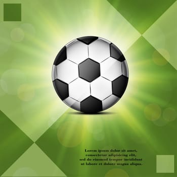 Soccer ball icon on a flat geometric abstract background   illustration. 