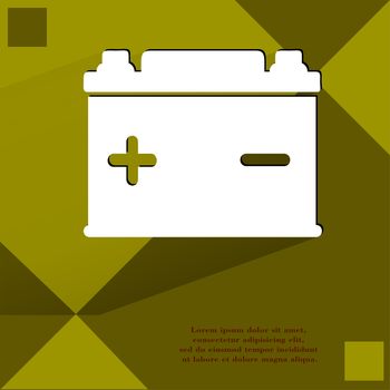 Car battery. Flat modern web button on a flat geometric abstract background. . 