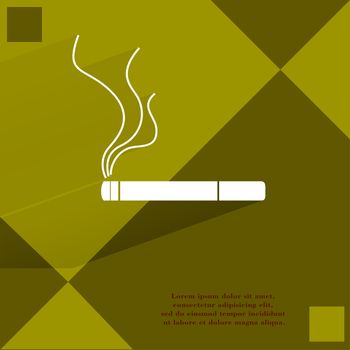 Smoking sign. cigarette. Flat modern web buttonon a flat geometric abstract background  . 