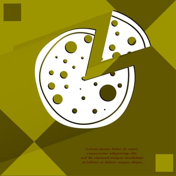 Pizza. Flat modern web button on a flat geometric abstract background. . 