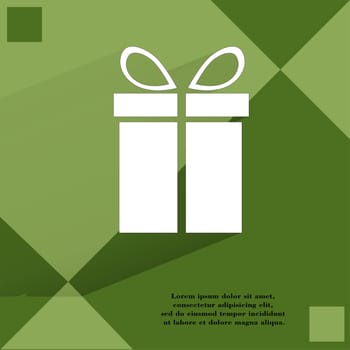 gift web icon on a flat geometric abstract background   illustration. 