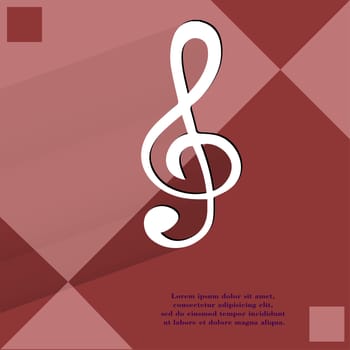 Music elements notes web icon  on a flat geometric abstract background  